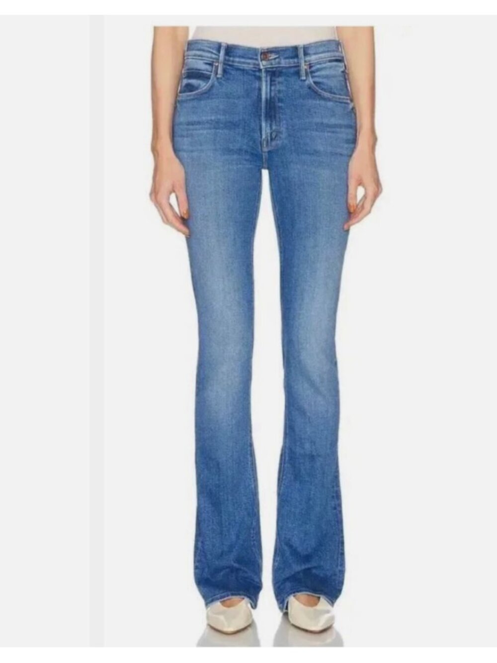 Mother The Runaway Flare Jeans Ready Set Go Wash Size 26 Premium Denim Mid Rise